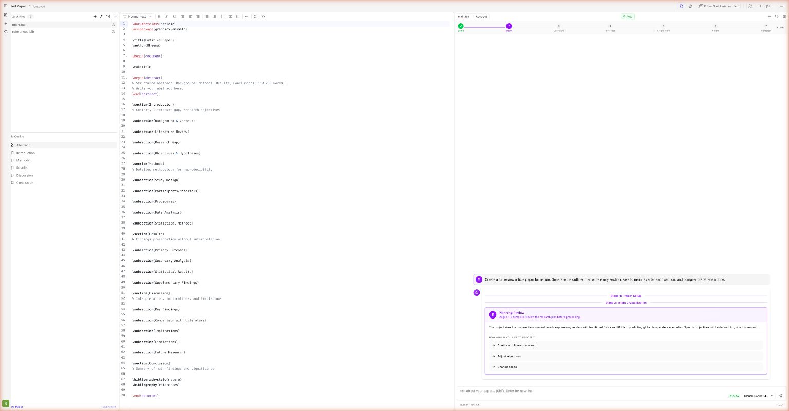 AI writing a section directly into the LaTeX editor